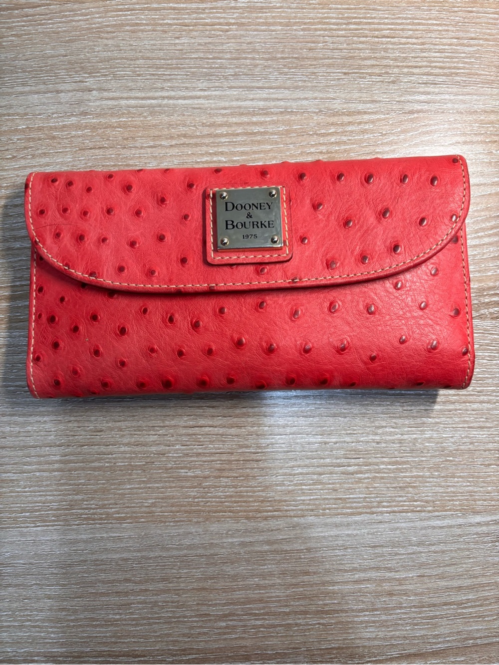 Dooney & Bourke Red Embossed Leather Continental Wallet